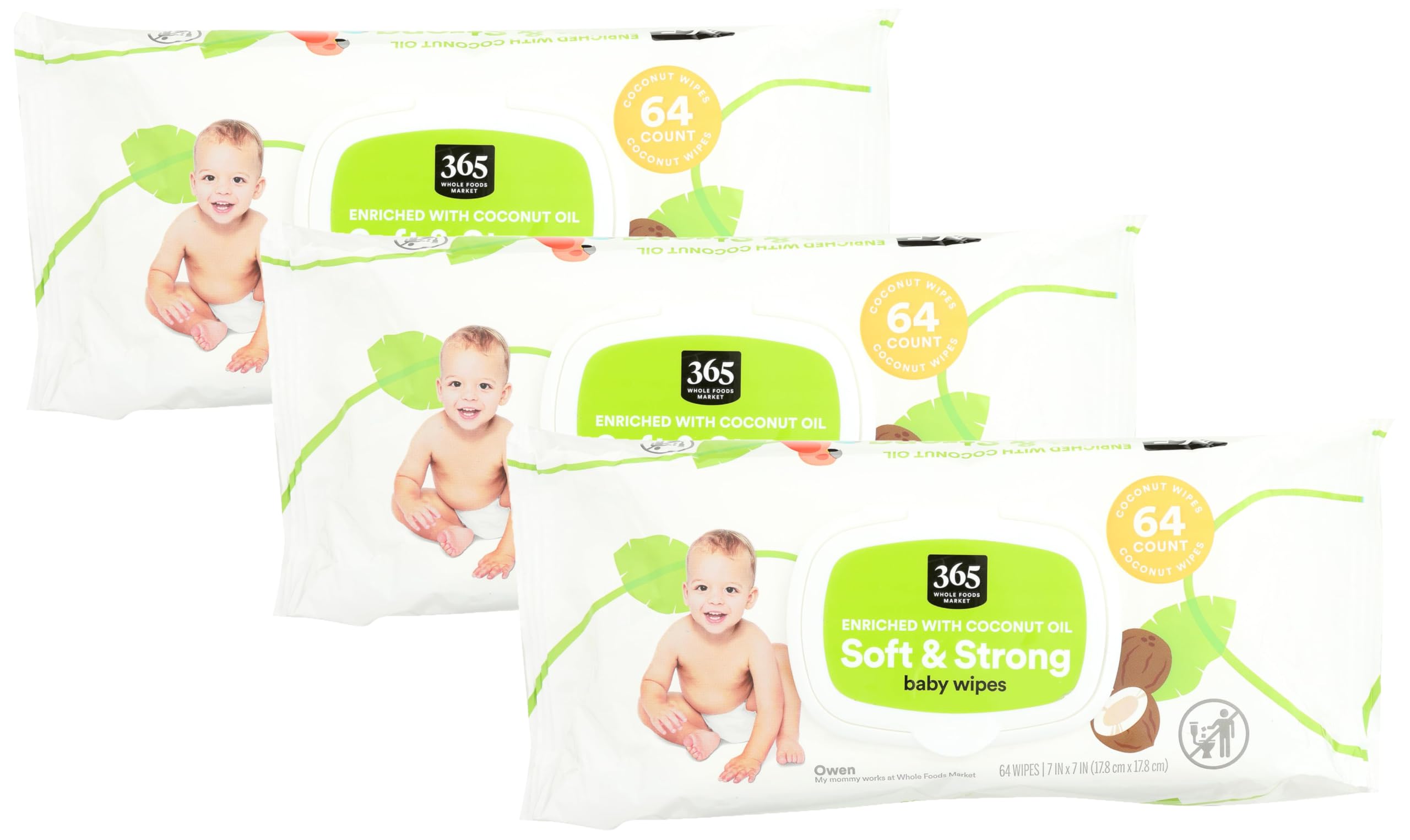 Amazon.com: 365 by Whole Foods Market, Coconut Baby Wipes, 64
